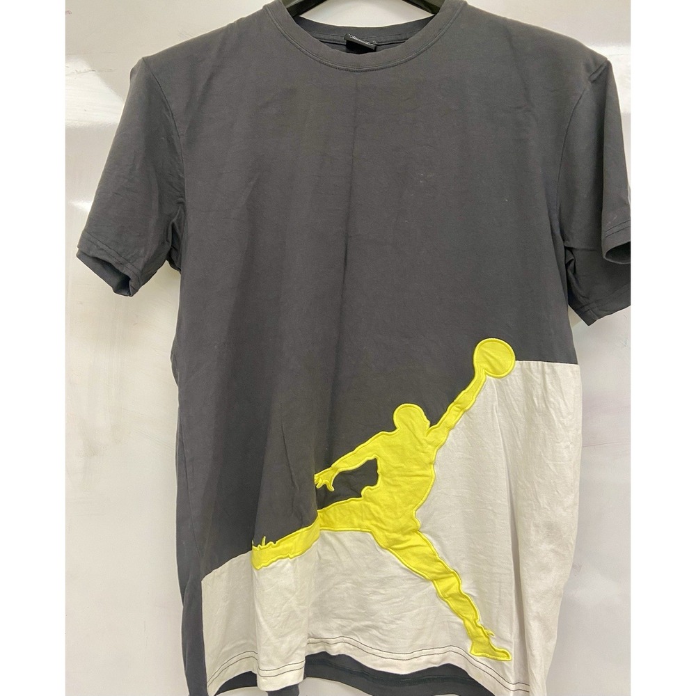 Vintage Air Jordan Shirt Men L Gray White Jumpman Streetwear Basketball